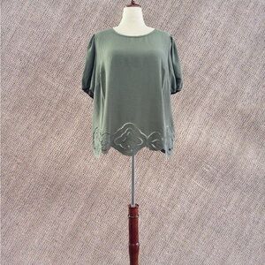 Adrianna Papell Olive Green Blouse